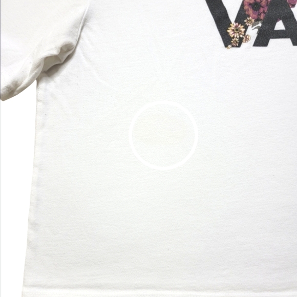 Vans Woman White Crop Shirt w/ Logo and Flowers Size. XL. - Picture 4 of 5